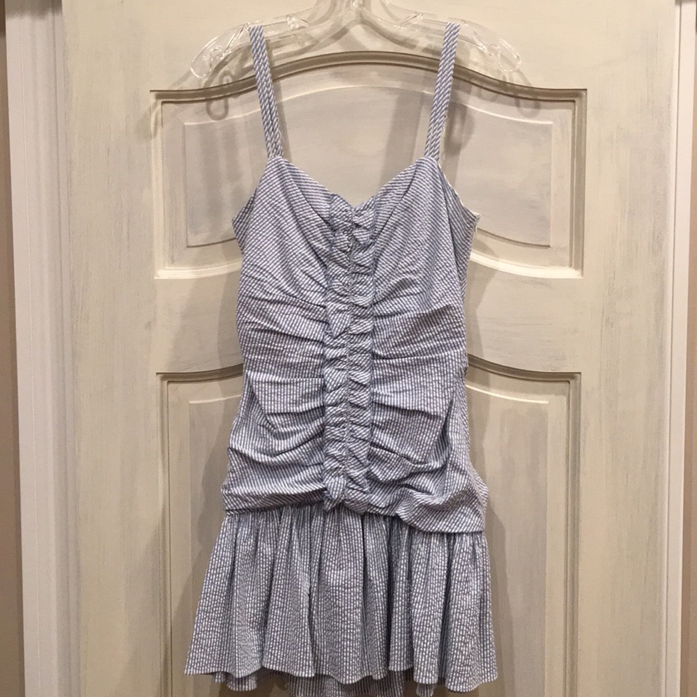 Seersucker spaghetti strap dress